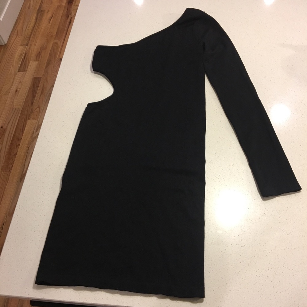Asymmetric Cut Out Little Black Dress - Picture 1 of 3